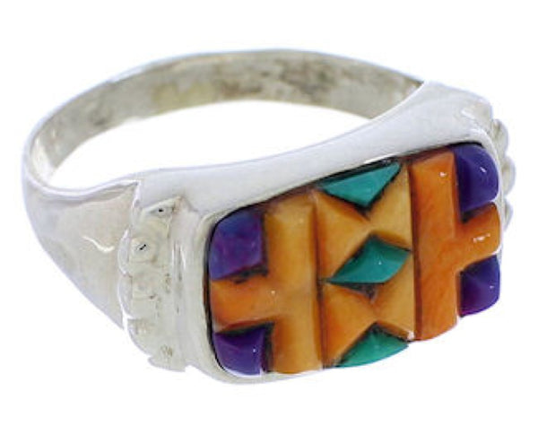 Genuine Silver Turquoise Multicolor Southwest Ring Size 7 JX38068